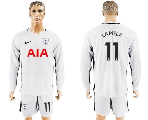 Tottenham Hotspur #11 Lamela Home Long Sleeves Soccer Club Jersey